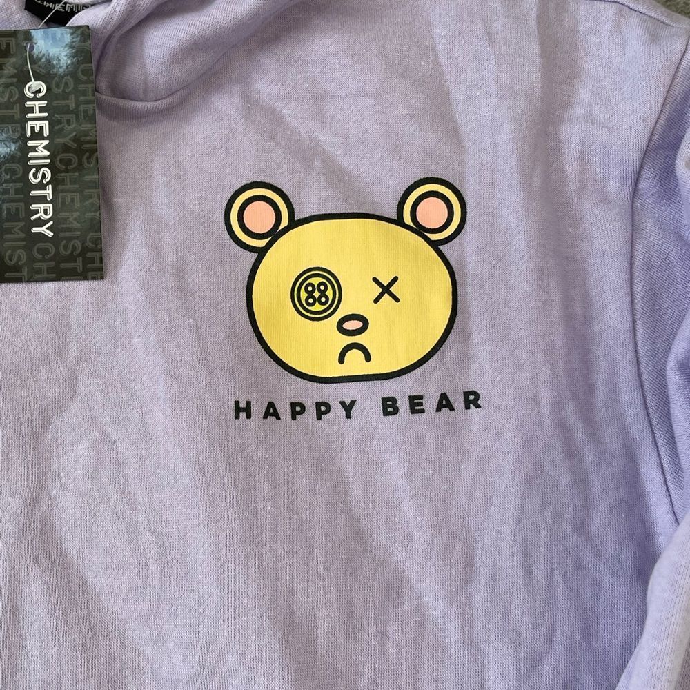 NWT Chemistry Happy Bear purple hoodie size M unisex - Picture 5 of 8